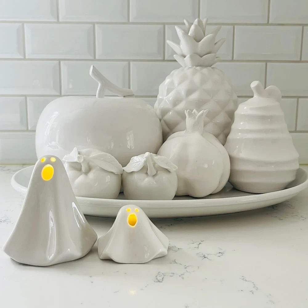 Crate&barrel LED Ceramic Halloween Ghosts